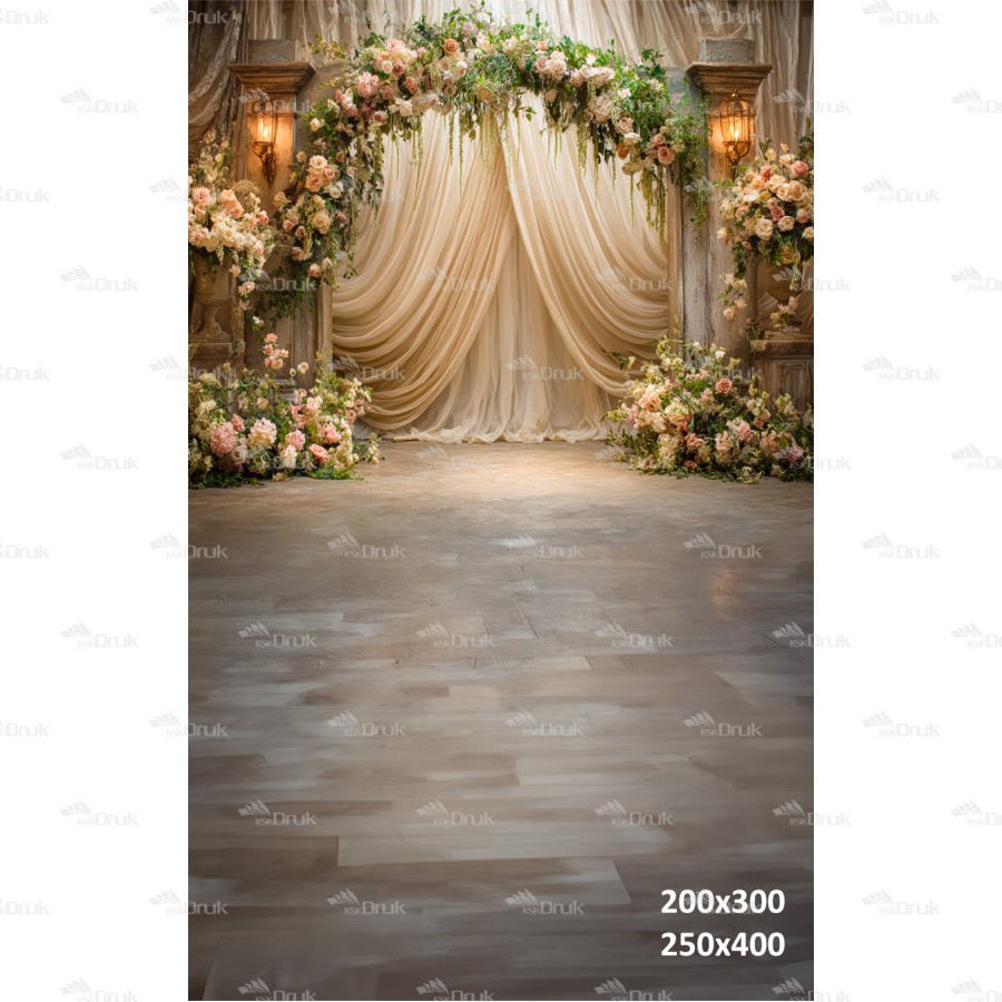 Tło fotograficzne „Kwiatowa aranżacja z draperią” | E_784